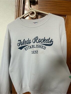 Jerzees White NuBlend Crewneck Sweatshirt with Navy Tag